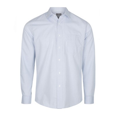 Mens Silver Guildford Square Textured Long Sleeve Shirt - Silver - (1251L-Sil_GLO)