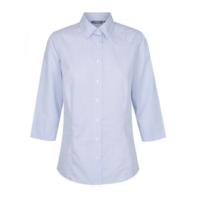 Womens Blue Guildford Square Textured 34 Sleeve Shirt - Blue - (1251WL-Blu_GLO)