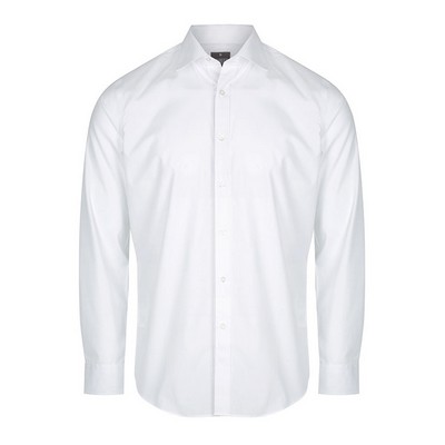 Mens Star White Nicholson Premium Poplin Long Sleeve Shirt - Star White - (1520L-Sta_GLO)