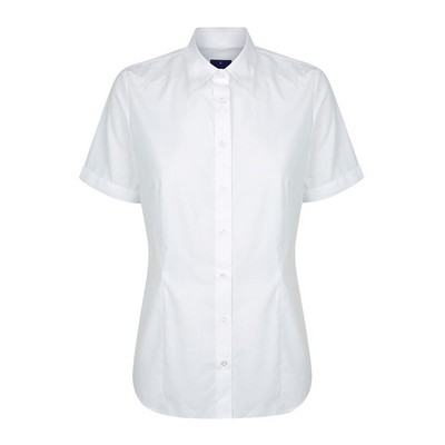 Womens Star White Nicholson Premium Poplin Short Sleeve Shirt - Star White - (1520WS-Sta_GLO)