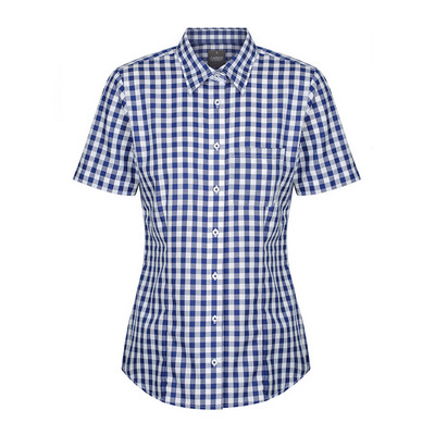 Womens Navy Degraves Royal Oxford Short Sleeve Casual Slim Fit Shirt - Navy - (1710WHS-Nav_GLO)