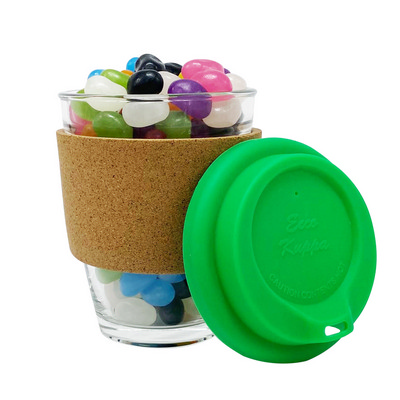 Jelly Bean In Cork Band Glass Coffee Cup (JB012_DEX)