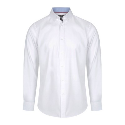 Gloweave Mens Fine Oxford Long Sleeve Slim Fit Shirt - White