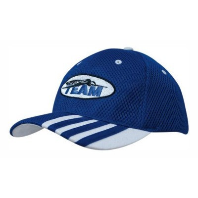 6 Panel Sandwich Mesh Cap with Stripes (4109_HDW)