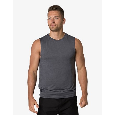 Mens 100% Polyester Cooldry Heather Fabric Sleeveless Tank Top (BKTT425_BSN)