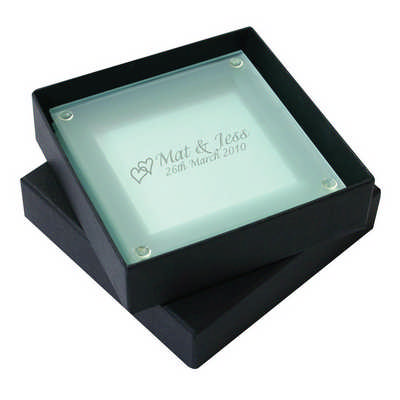 Set of 4 frosted glass coasters with luxury case (COSD06_OC)