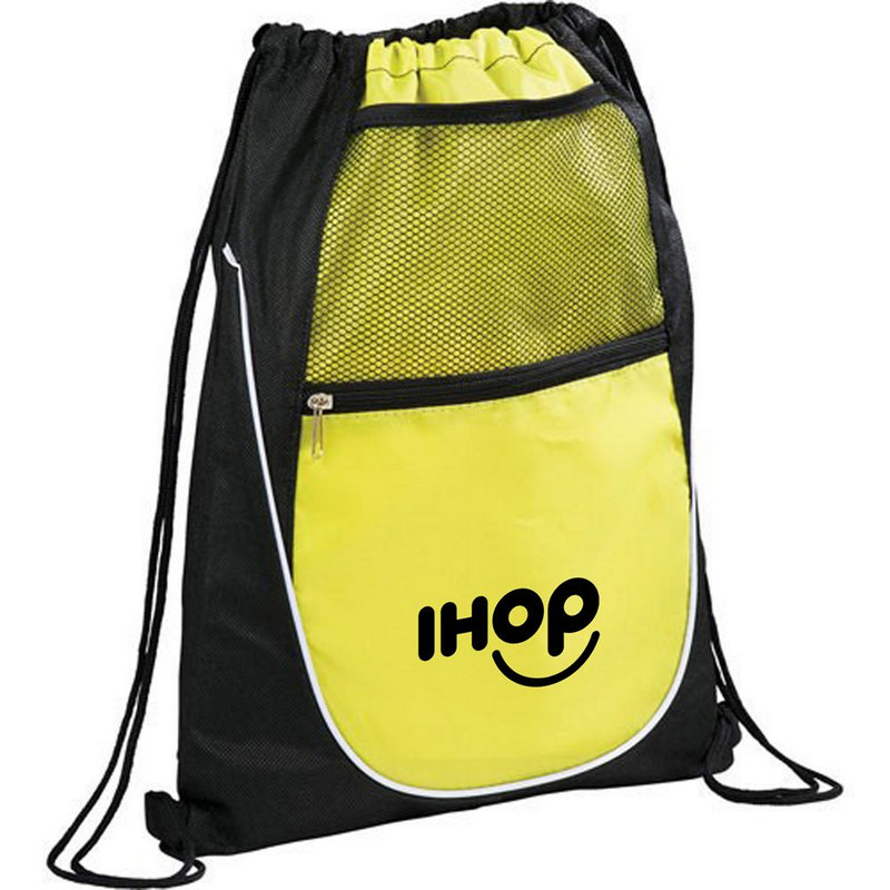 Net Pocket Zipper Personalised Drawstring Backpack (OC31X175_OC)