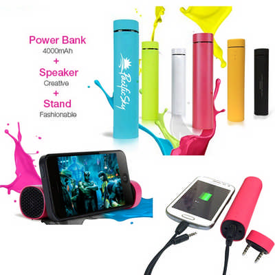 3-In-1 Power Bank, Speaker, 4000Mah, Cell Stand (OCTECH10_OC)
