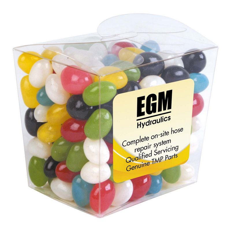 Assorted Colour Mini Jelly Beans in Clear Mini Noodle Box (LL3154_LLPRINT)
