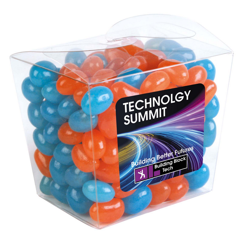 Corporate Colour Mini Jelly Beans in Clear Mini Noodle Box (LL3155_LLPRINT)