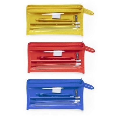 Pen and pencil set of 7 in a non woven pencil case Baiku (M3616_ORSO)