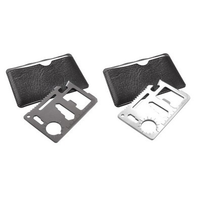 Multitool Card style 11 function stainless steel leather case Wicax (M4208_ORSO)