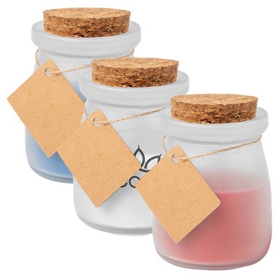 Candle in frosted jar with cork lid (M6348_ORSO)