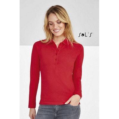 Polo shirt women s long sleeve 100% combed ring spun cotton PODIUM (S11317_ORSO_DEC)