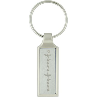 Metal key ring - rectangular with satin inlay (G536_ORSO_DEC)