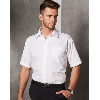MenS Poplin Short Sleeve Business Shirt - (BS01S_WIN)