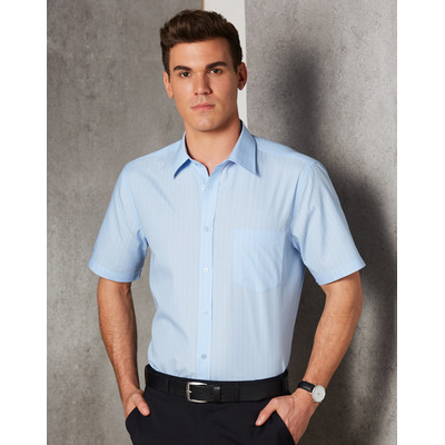 Mens Pin Stripe Short Sleeve Shirt - (M7221_WIN)