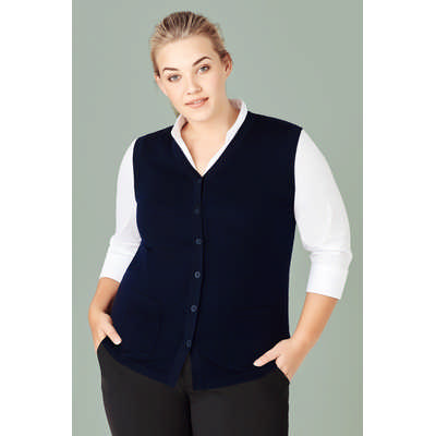 Womens Button Front Knit Vest (CK961LV_CARE)