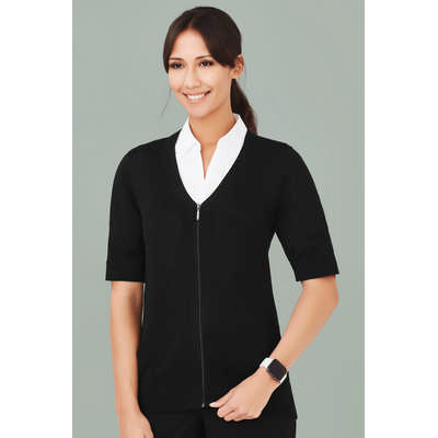 Womens Zip Front Short Sleeve Knit (CK962LC_CARE)
