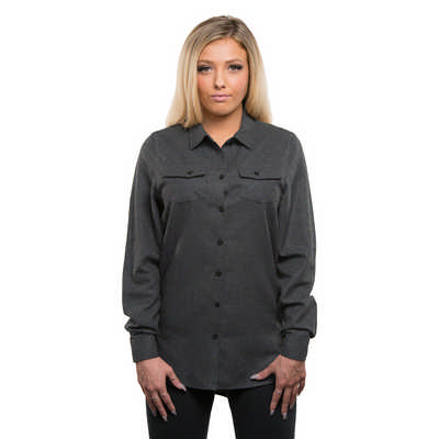 Burnside Apparel Ladies L-S Solid Flannel Shirt - 2XL-3XL