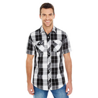 Burnside Apparel Mens S-S Plaid Woven Shirt - S-XL