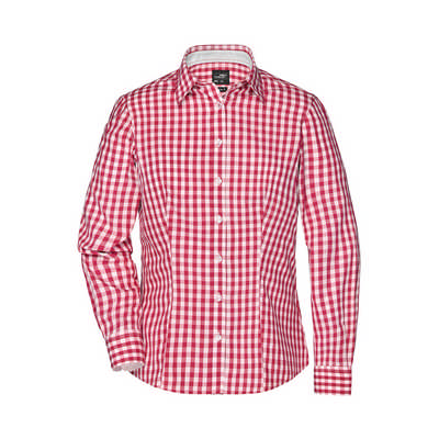 FASHIONABLE CHECKED SHIRT WITH UNI-COLOURED INSETS ON COLLAR AND CUFF