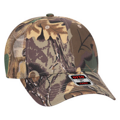 CAMOUFLAGE 6 PANEL COTTON BLEND TWILL LOW PROFILE MESH BACK TRUCKER CAP