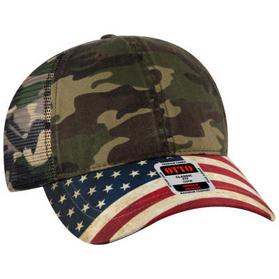 6 PANEL UNITED STATES FLAG DESIGN VISOR LOW PROFILE MESH BACK TRUCKER DAD CAP - COLOUR