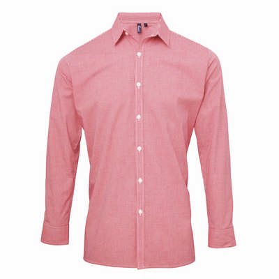 Premier Workwear Microcheck (gingham) long sleeve cotton shirt