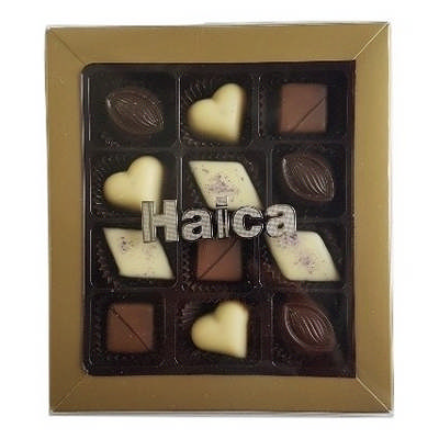 12 Pc Belgian Chocolate Gold Gift Box with Gold Gold Plated Sticker