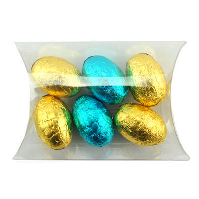Clear Pillow Pack filled with 6 Mini Easter Eggs in Mixed Colours (CPCN09_EEGM_BC)