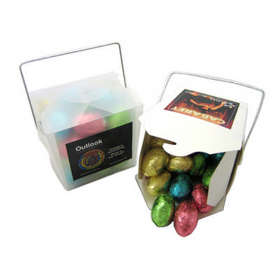 White or Frosted Noodle Box with Full Colour Sticker Adhered