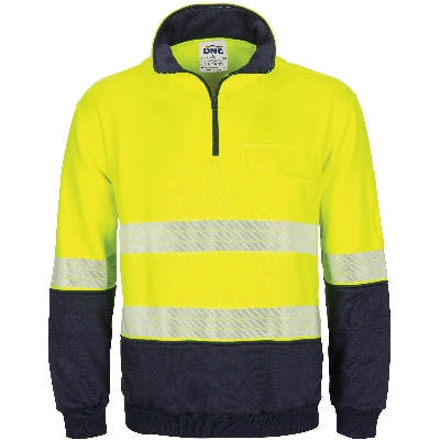 Hi-Vis Segment Taped 1/2 Zip Fleecy Windcheater (3529_DNC) Hi-Vis Segment Taped 1/2 Zip Fleecy Windcheater