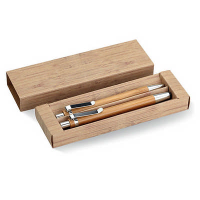 Bamboo Barrel Pen Set