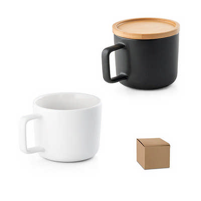 250ml Ceramic Mug with Bamboo Lid