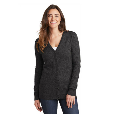 Port Authority Ladies Marled Cardigan Sweater. LSW415 (LSW415_ENT)