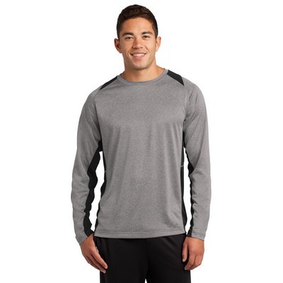 Sport-Tek Long Sleeve Heather Colorblock Contender Tee.: XS - XL