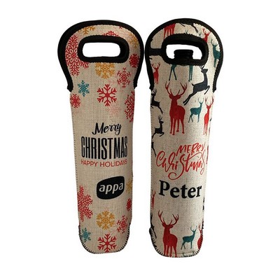 Linen Wine Bottle Insulated Bag (GPS064_EZI) Linen Wine Bottle Insulated Bag