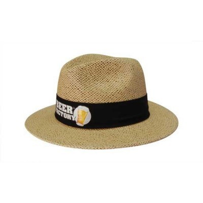 Natural Madrid Style String Straw Hat with material under brim