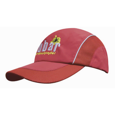 Spring Woven Fabric Cap with Mesh to Side Panels and Peak