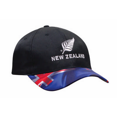 Breathable Poly Twill NZ Flag Peak Cap