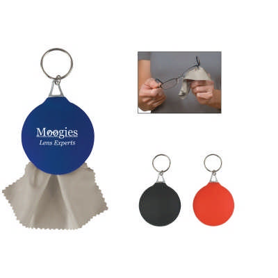 Rubber Key Chain With Micro Fiber Cleaning Cloth