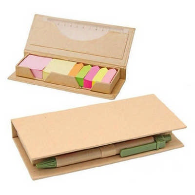 Eco Post-It Notes Box With Recycled Paper Pen