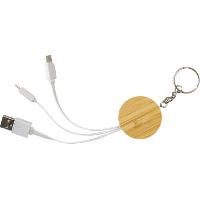 Bamboo Charging Cable Key Ring