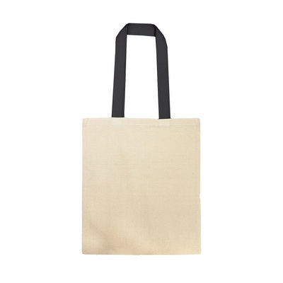 Cotton Tote Bag With Webbing Handle - Natural/Black