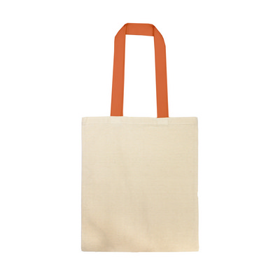 Cotton Tote Bag With Webbing Handle - Natural/Orange