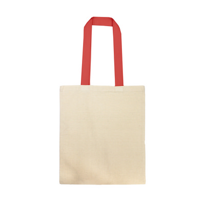 Cotton Tote Bag With Webbing Handle - Natural/Red