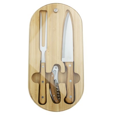 Trekk Oval Bamboo Glass Knife Set