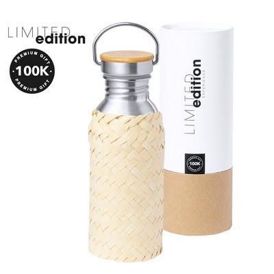 drink bottle stainless steel with bamboo sleeve 600ml Ninvux 