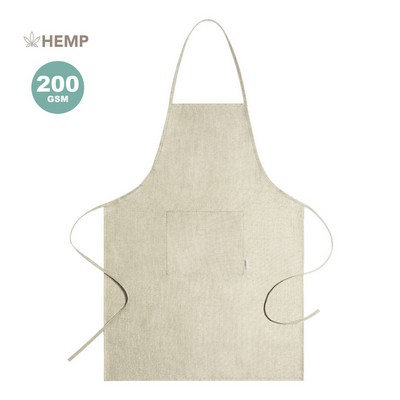 APRON made from HEMP 200gsm. ECO FRIENDLY front pocket adjustable straps
